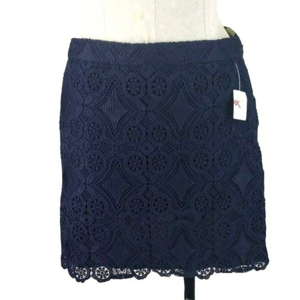 Hollister Women's Blue Lace Layered Scalloped Mini Skirt Size‎ 5